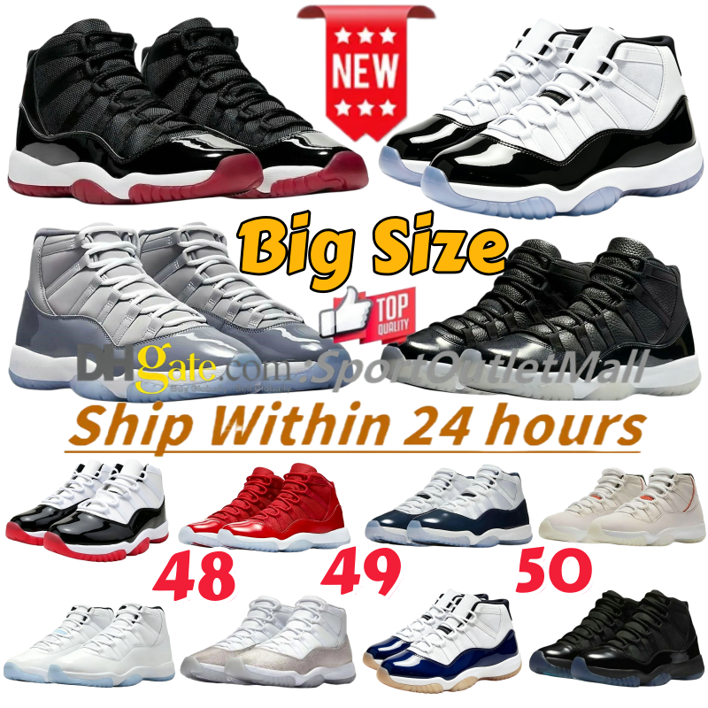 Big Size 11 11s Basketball Shoes Eur 48 49 50 us 14 15 16 2026 extra large Plus Space Jam Concord Bred Cool Grey 72-10 Gamma Legend Blue Triple Blac