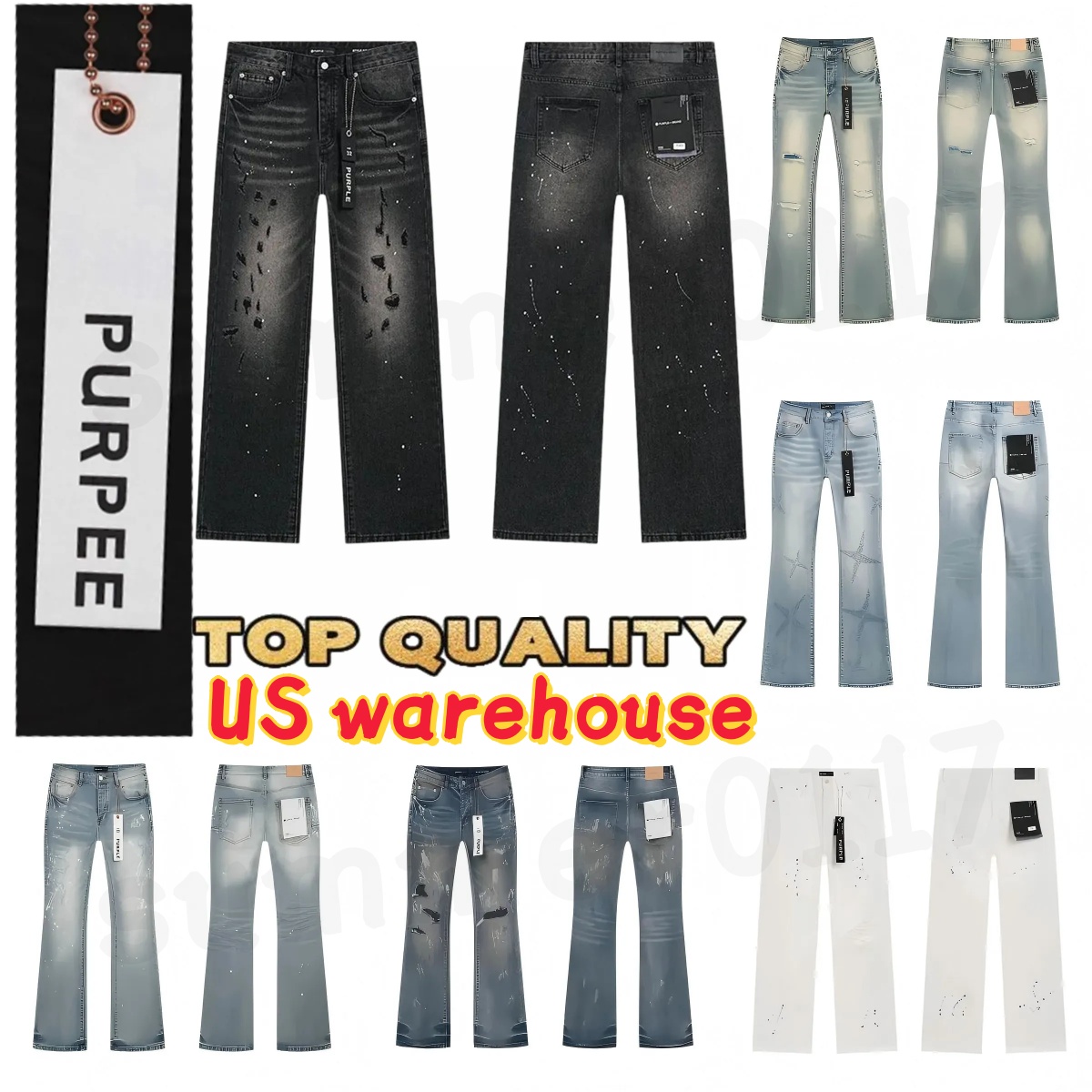 PurPEEE Designer Mens jeans Fashion Ripped Joggers Baggy Wide Leg Jean Denims For Man Black Hip Hop Distressed Flared Pants High Quality Y2k Jeans