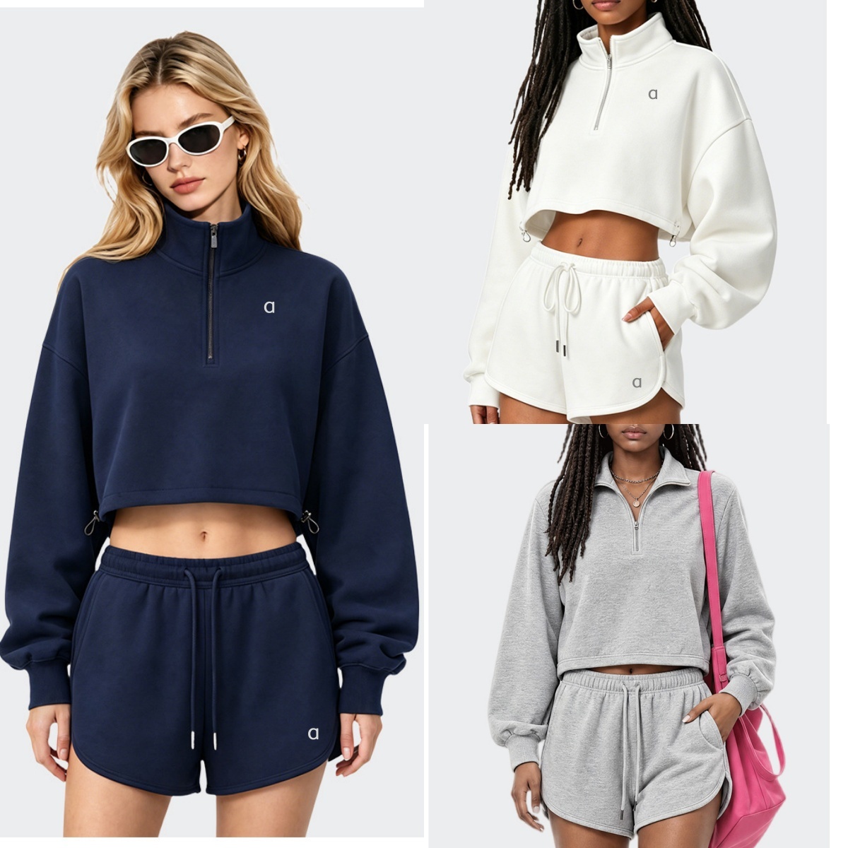 2723A Femmes Mode 3D Argent Yoga Sweatshirts Sport Pull et Sport Cordon Chaud Shorts Collège Tennis Pull Extérieur Shorts Costume Fitness et Lois