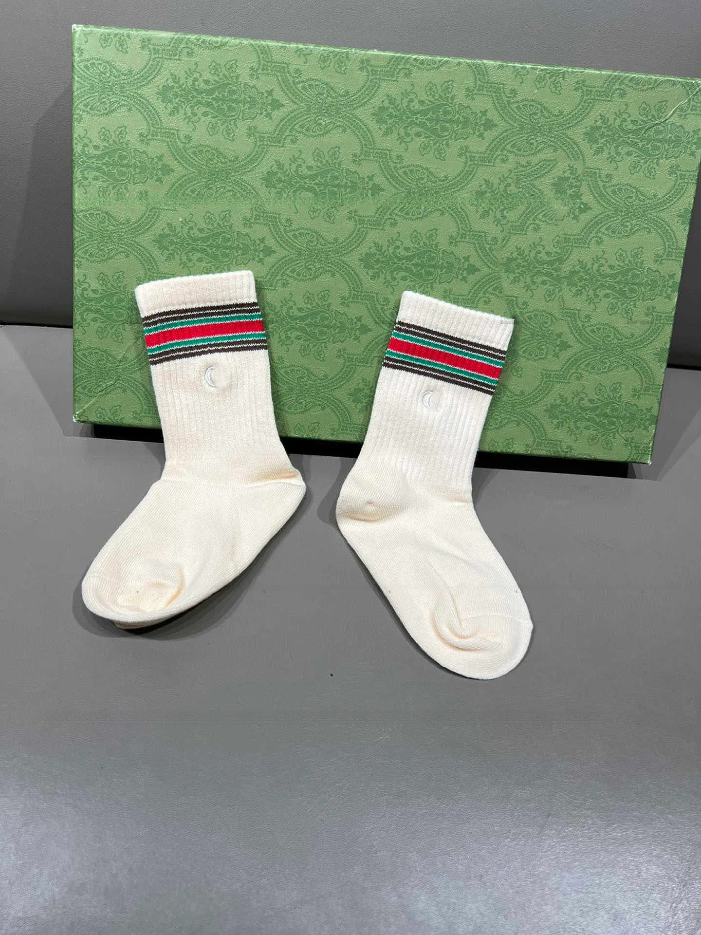 Top baby stockings Embroidered logo toddler socks kids designer clothes Multi color stripe design boy girl hose child pantyhose