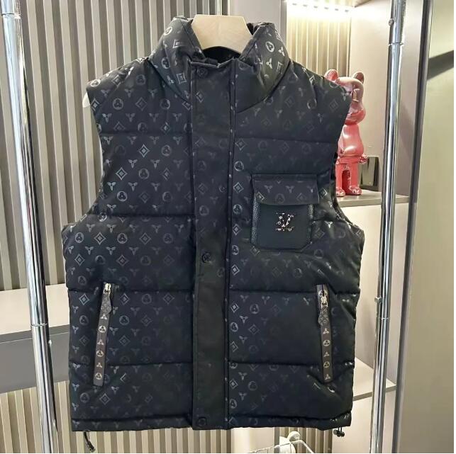 2026 New Winter Men's Jacket, Designer All-Over Print Stand Collar Cotton Jacket, Casual Warm Sleeveless Vest, Women's Jacket M-5XL