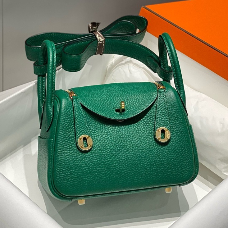 Full Handmade 19cm 26cm clemence leather Vert Fonce Luxuryhandbag Shoulderbags 19A Mirror like Quality Designer bag Top Quality cashmere handbag ori