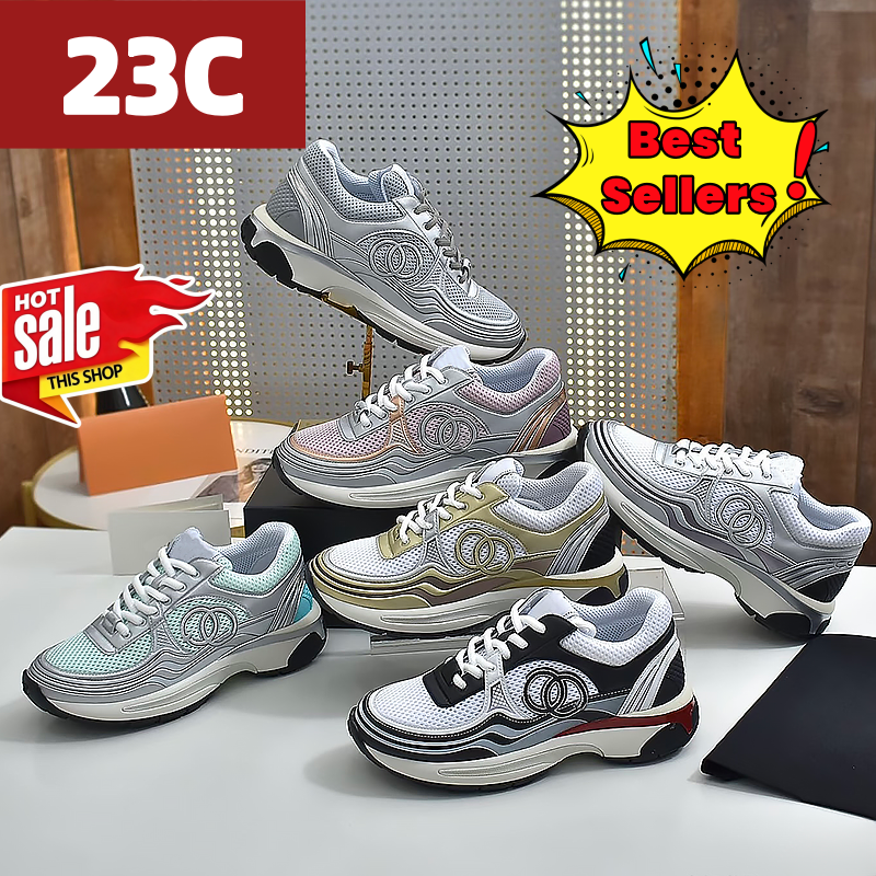 Designer 2026 French Style 23C Gold Silver Sneakers for Women Mesh Platform Dad Shoes Height Increasing Thick Sole Running Shoes