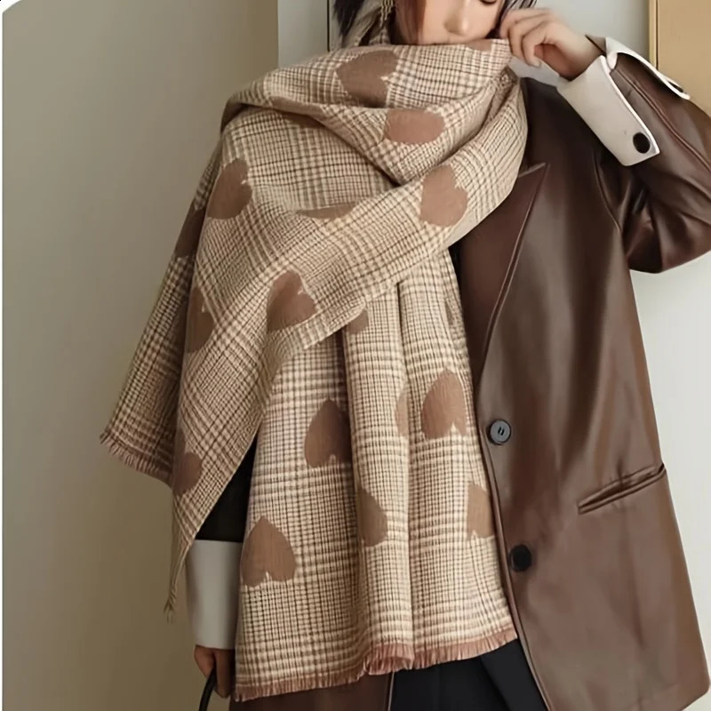1pc Women's Double Sided Bohemian Plaid Pashmina Scarf Soft Faux Winter Shawl Wrap 260817CJ