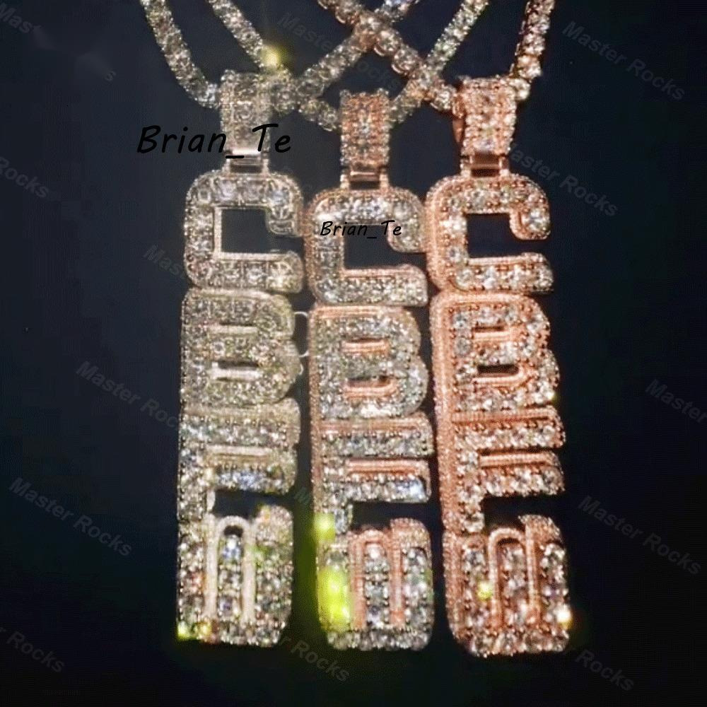 Wholesale Price Custom Moissanite Pendant Letter Charm 925 Silver Gold Plated Hip Hop Mens Vvs Moissanite Pendant