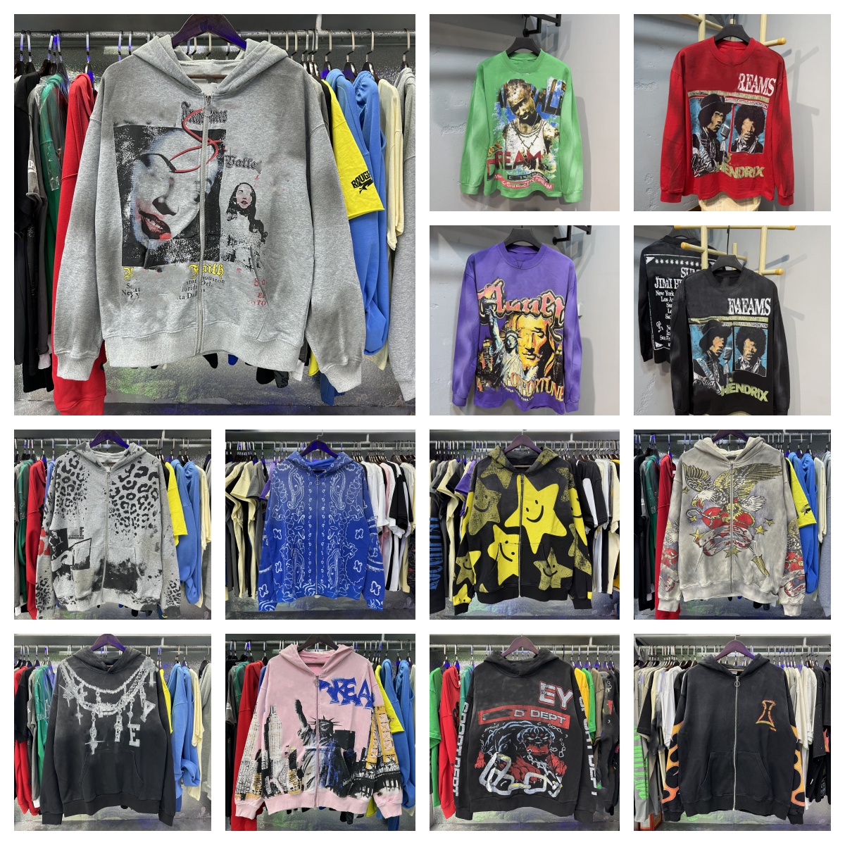 Full-patterned printed sequined washed hole pullover sweater cardigan hoodie Sweatshirts men cotton vintage graphic Designer fashion classic trend h