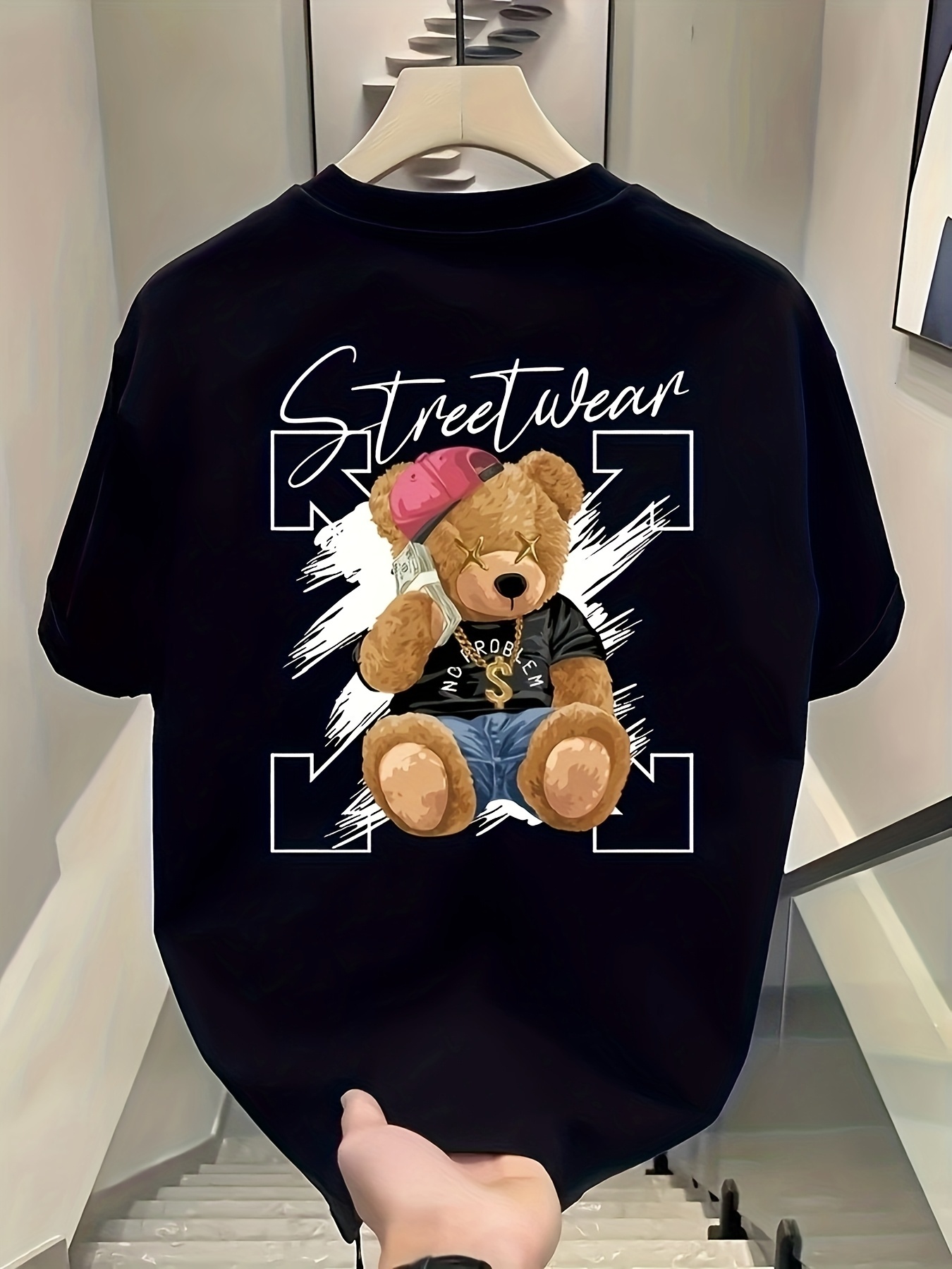 Vintaga oversize mens T shirts Streetwear Cool Bear Print Tee Made of Cotton A Stylish Pick for Summer and Casual Everyday Street Style