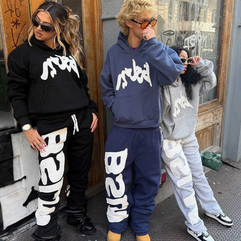Wide Straight BSLM Leg Joggers Pants Unisex Oversized Loose Sweatpants Men Women Bottoms Patched Baggy Jogging Sports Trousers 260625 S260819WO6F