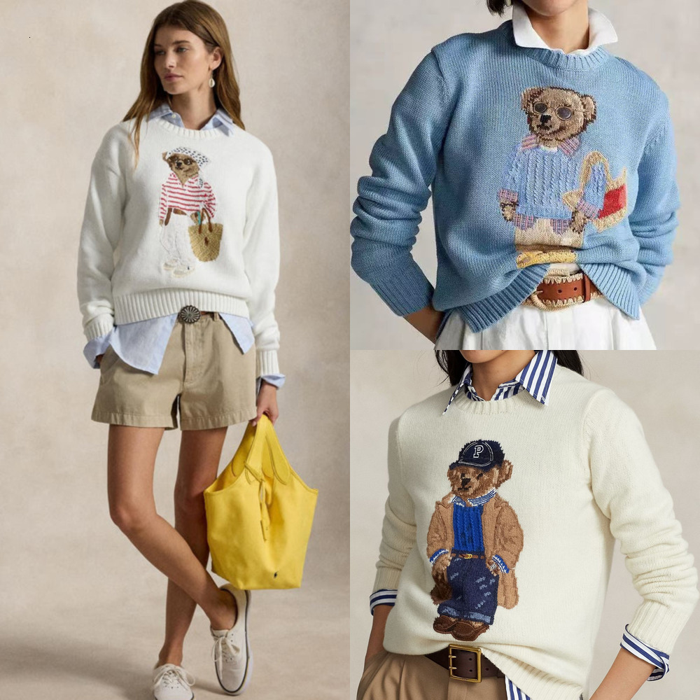 Designer Women Sweaters Fall Winter New Loose Cartoon Warm Knitted Pullover Top Letter Embroidery Round Neck Long Sleeve Sweater Clothing