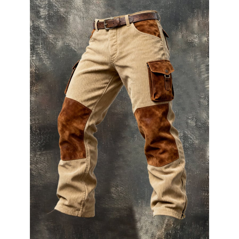 2026 New Large Pocket Loose Overalls Men's Outdoor Sports Jogging Tactical Elastic Waist Pure Cotton Casual Work Pants