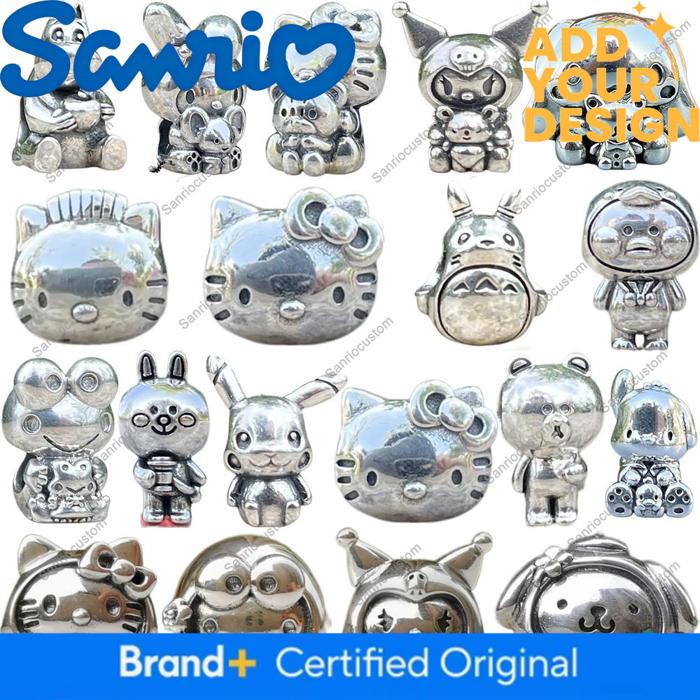 Sanrio Kawaii Hello Kitty New 925 Sterling Silver Charms Pendant Beads Fit Original Bracelet Keychain Necklace DIY Women Jewelry eb