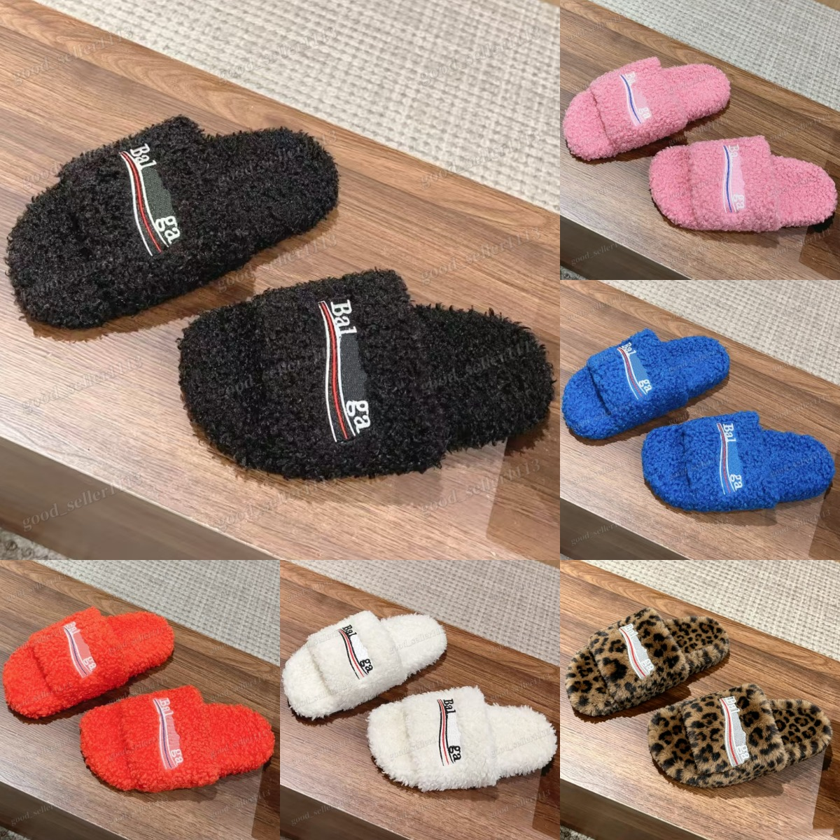 Diapositives de luxe Paris Hommes Femmes Pantoufles de créateurs Dames Laine Fourrure d'hiver Fluffy Furry Lettres chaudes Sandales noires Mode F