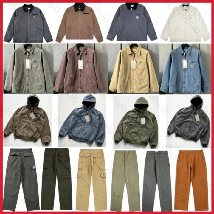 Carhartness puffer jacket hooded pants mens jackets designer mens Thick hooded sweatshirt jacket top quality 100% cotton coat mesh lining work jacke