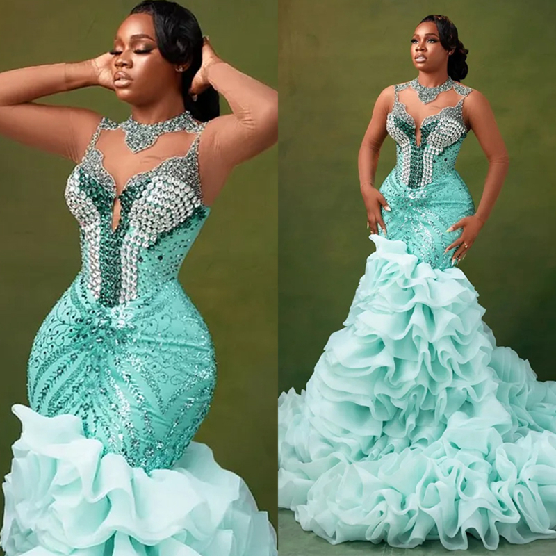 2026 Plus Size Mint Mermaid Prom Dress Evening Dresses Robe