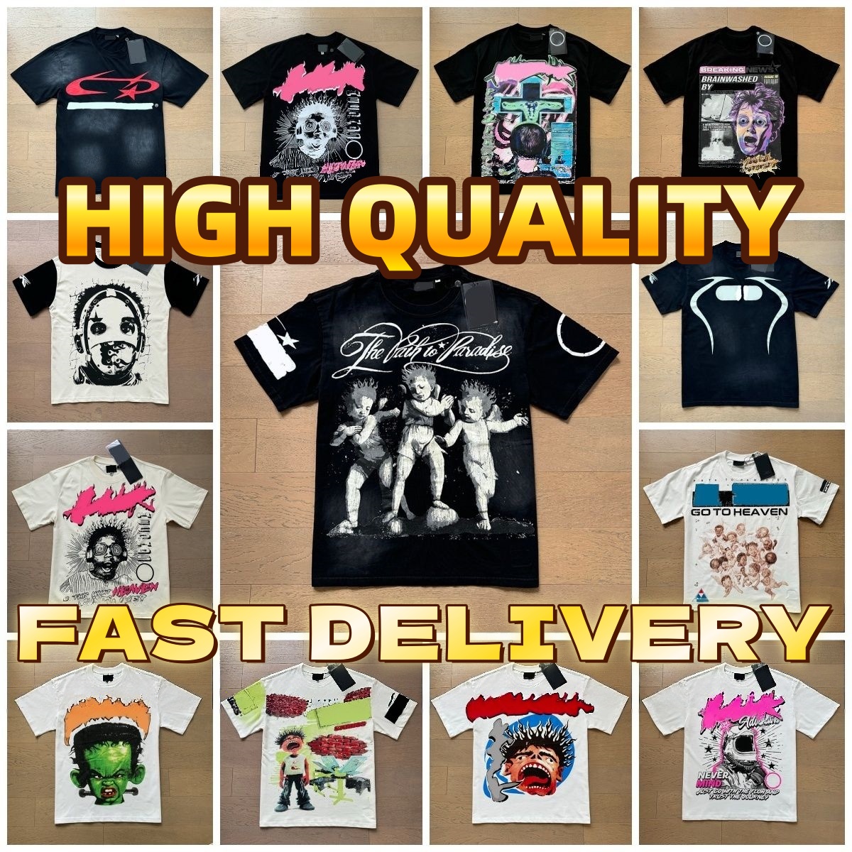 High quality designer graphic shirt Mens short sleeve designer with NFC scan new womens wash street loose round neck casuas High Streets Trendl mens
