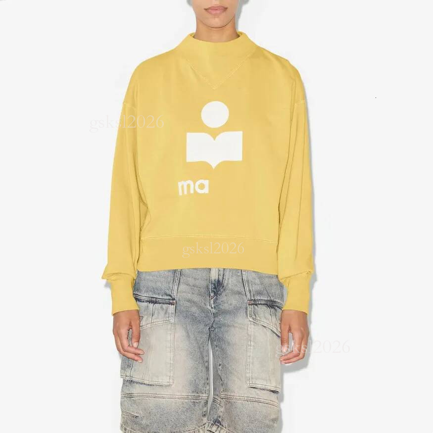 Isabsai Classic Marantts Flocked Sweatshirts Ribbed Half Turtleneck Stand Collar Cotton Women Designer Sweatshirt Soft Warm Isabell Marrantlys Sweat