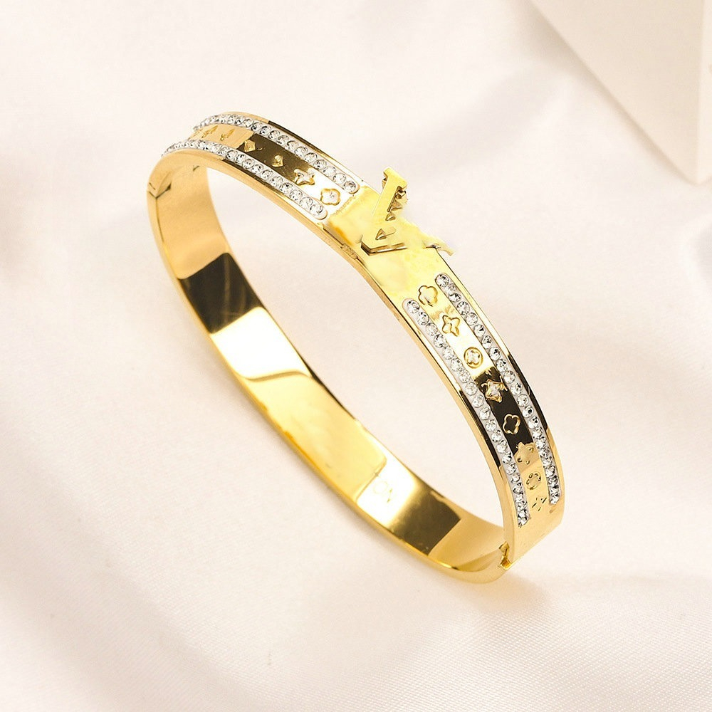 Fashionable Bracelets Bangle Designer Letter Crystal Gold Bracelet Fashion Jewelry Men and Women Bracelets