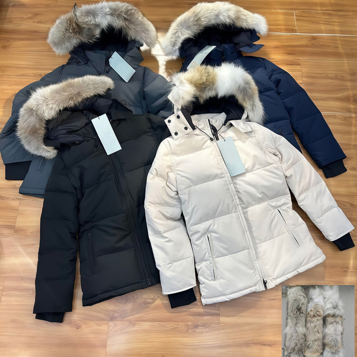 womens designer puffer jacket Women Winter Parka Red Badge Removable Fur Hood long sleeve Slim Fit Wind Resistant Windproof Down Puffer Outer Coat F