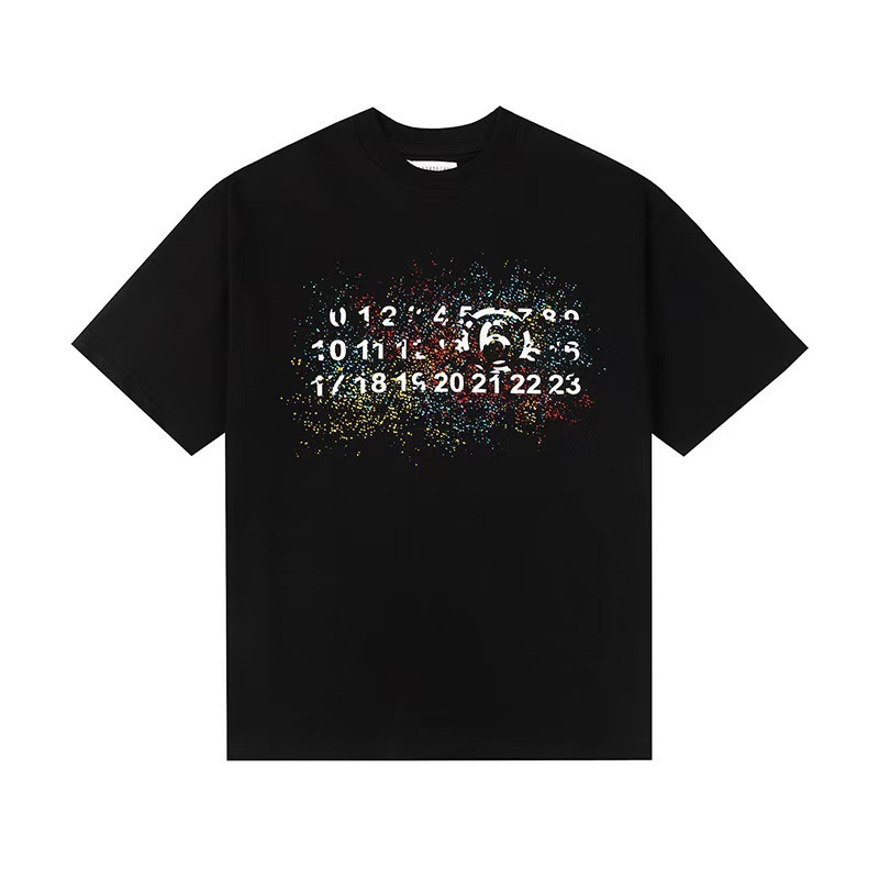 Maison Shirts Designer Tshirt Men Women Casual Streetwear Y2k Digital Pattern Clothes Summer Mm6 Graffiti Graphic Tee High Street Hip Hop Margelaity