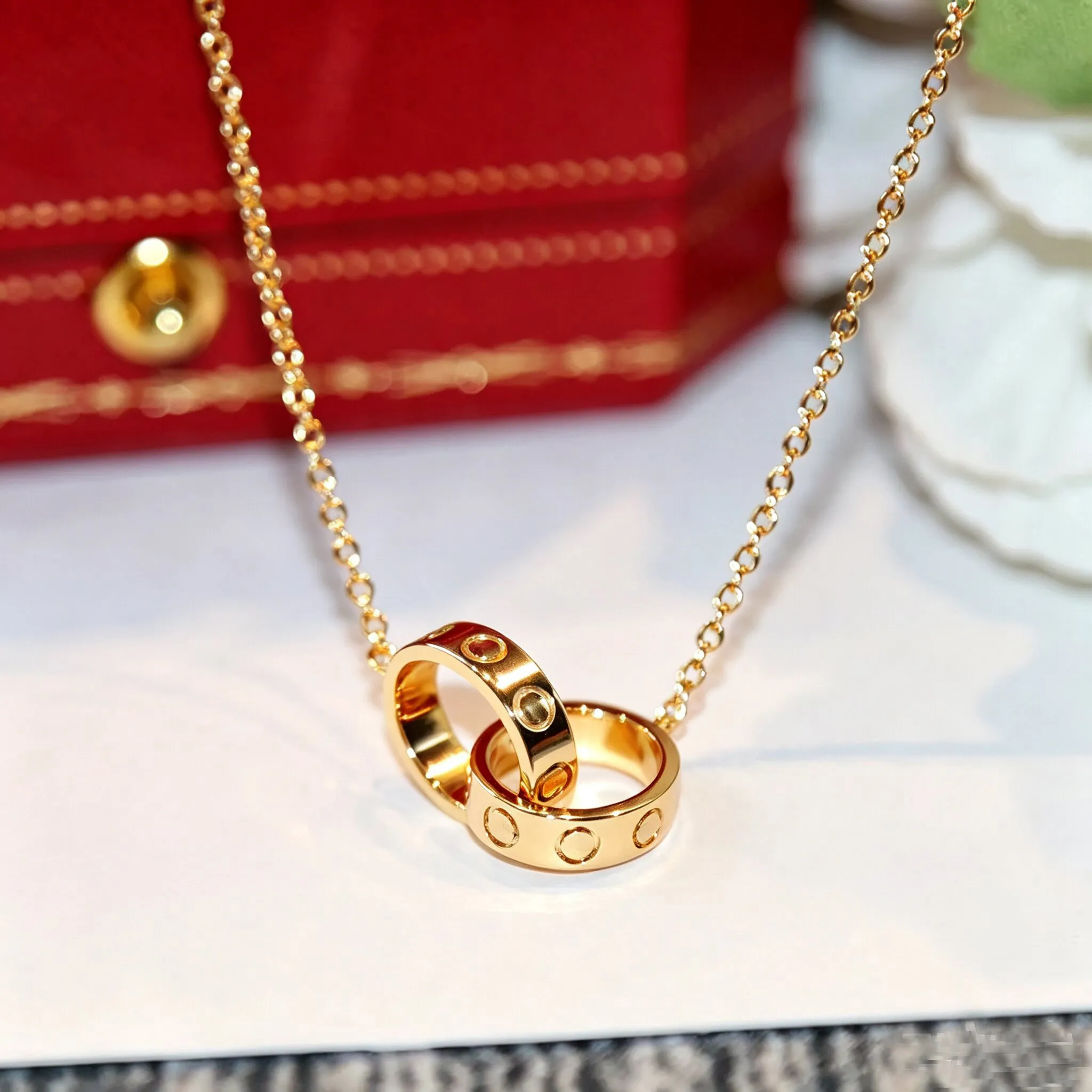 Necklace luxury designer bicyclo jewelry women diamonds love metal chain thin letter pendant charm Best gifts