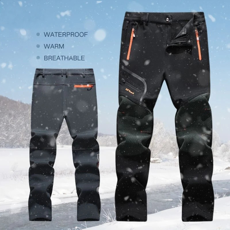 TRVLWEGO Snow Pants Hiking Camping For Men Warm Winter High Quality Walking Male Waterproof Skiing Trekking Trousers 260813