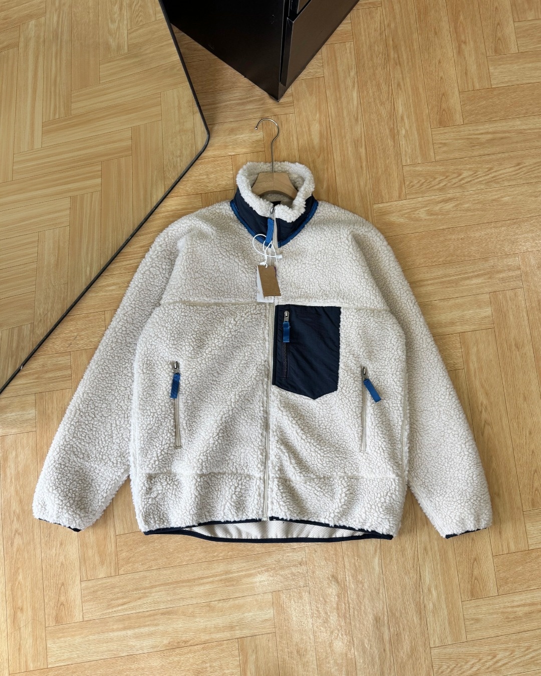 P Manteau de veste en peau de mouton à fermeture éclair de style couple - convient aussi bien aux hommes qu'aux femmes