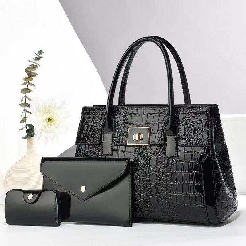 Sac de créateur Ensemble de trois pièces Sac à main Boucle de verrouillage Sac à bandoulière Sac à bandoulière polyvalent Sac fourre-tout à motif