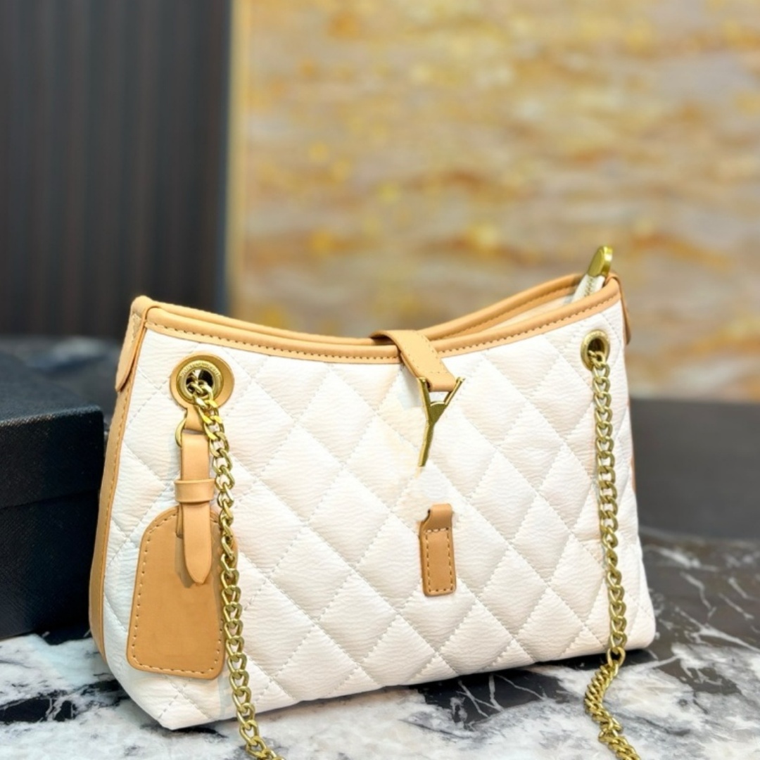 10a Luxury designer Women Quilted Hobo Shoulder Bag Diamond Lattice Chain Crossbody Bag Leather Splicing Colorblock Handbag Ladies Daily Shopping Ba