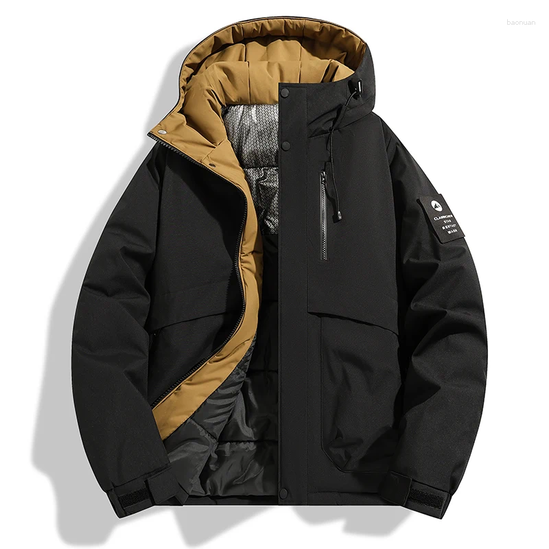 Men's Down Men Korean Style Parkas Hooded Workwear Top Outdoor Sports Jacket Brand Loose Warm Stand Collar e5
