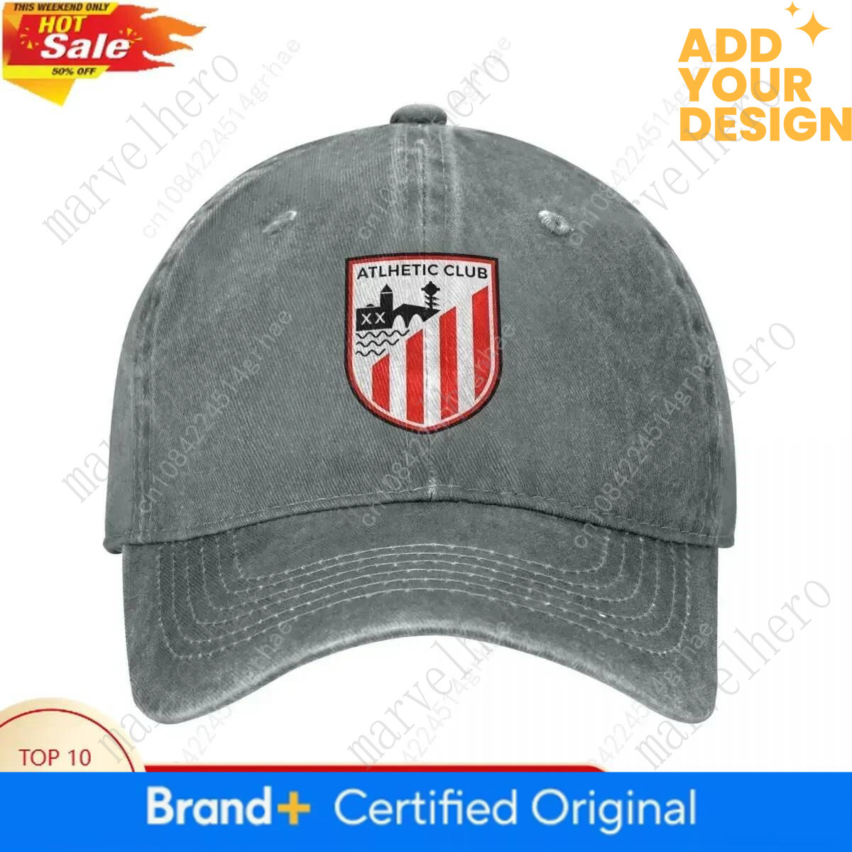 Vintage A-Athletic Club Bilbao Baseball Unisex Distressed Washed Sun Cap Spain Espana Outdoor Activities Gift Caps Hat