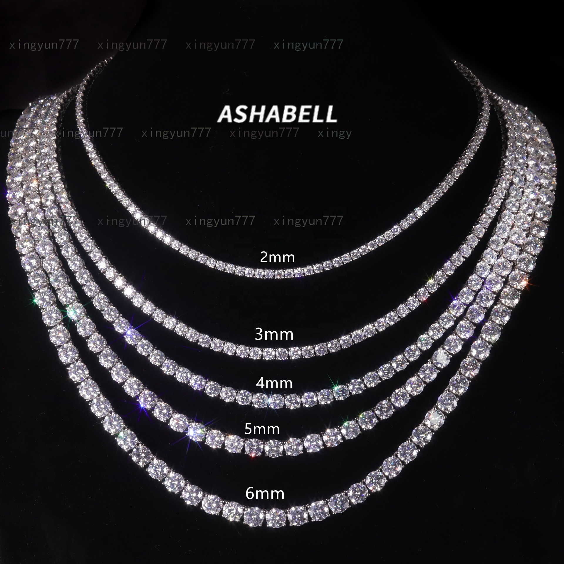 Pass Diamond Tester with GRA 925 Silver Ice Out Moissanite Tennis Necklace Vvs D Color Moissanite Tennis Chain for Men