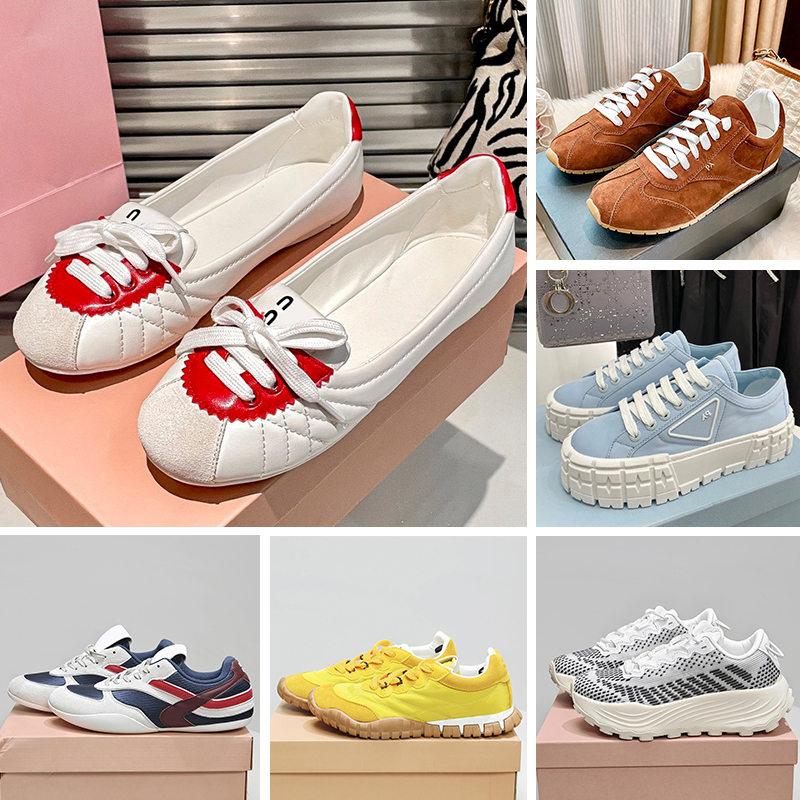 Avec boîte Chaussures de créateur Ballerines Chaussures femme Baskets satin Baskets de gymnastique Mules décontractées à lacets Baskets basses ho