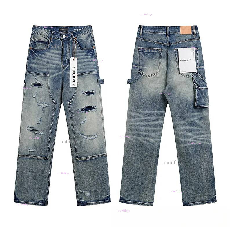 flared purple jeans New Model Mens Designer purple jeans Fashion Ripped Joggers Baggy Wide Leg Jean Denims For Man Black Hip Hop Distressed purple j