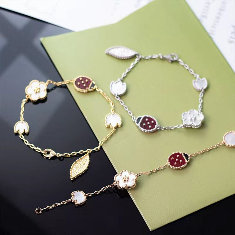 Charm Bracelets Brand Clover Bracelet Fashionable Women's Designer Creates Ladybug Bracelet Luxury 18k Gold 19cm Chain Couple Jewelry