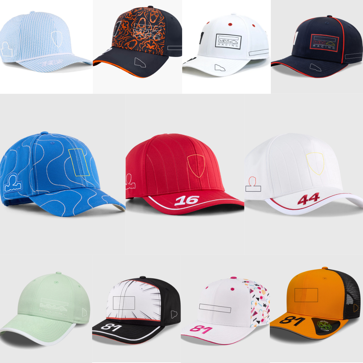 F1 2025 Team Racing Cap Formula 1 Driver Baseball Caps Race Hat F1 Car Fans Fashion Brand Men's Curved Brim Cap Adjustable Fitted Hats