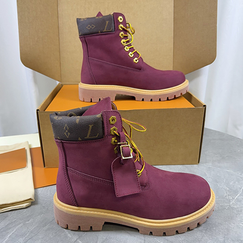 Bottes de 6 pouces pour femmes et hommes, bottes en nubuck gaufrées avec monogramme de luxe, bottes en nubuck imperméables, semelle en caoutchouc