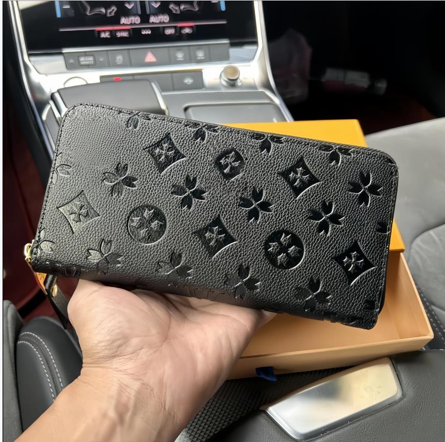 2026 Designer Wallets Women Wallet High Quality Genuine Leather Men Wallet Zipper Ladies Long Purse purses Checked Embossed Flowers Small Wallet bag