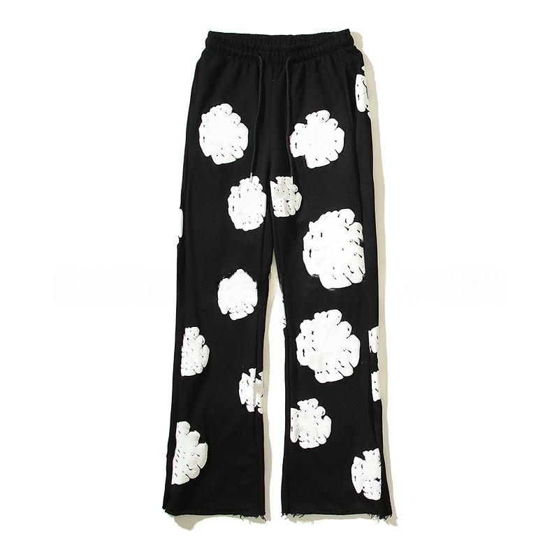 Denim Teears Hoodies Casual Pants Street Hoodies Designer Foam Kapok Flower Print For Men Women Short Sleeved Shorts Round Neck Clothing Wreath Swea