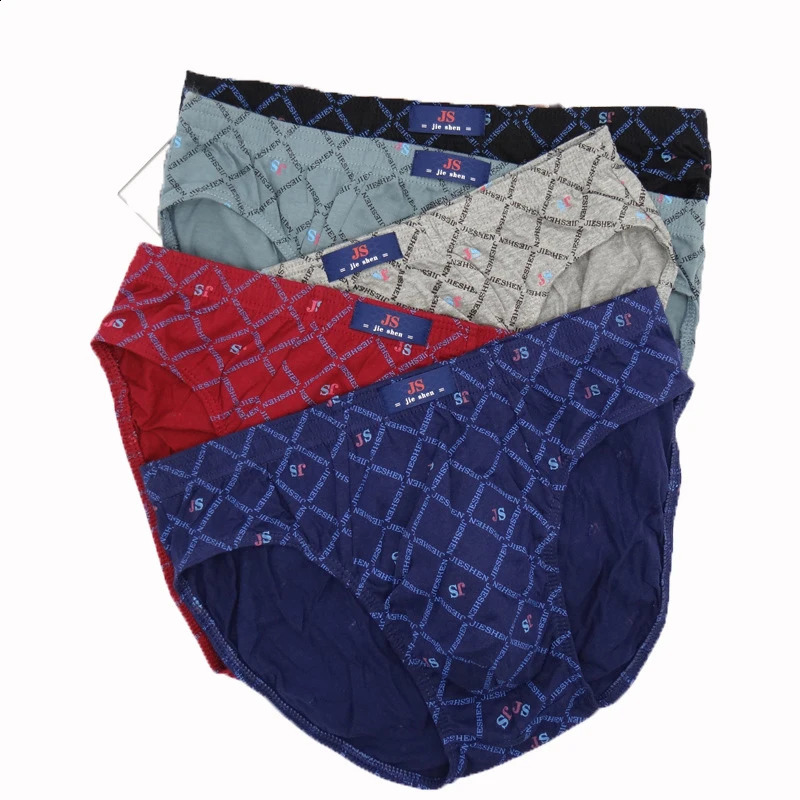 5PcsLot Summer Mens Underwear 100% Cotton Mens Briefs Plus Size Men Underwear Panties 4XL5XL6XL Mens Breathable Panties 260920