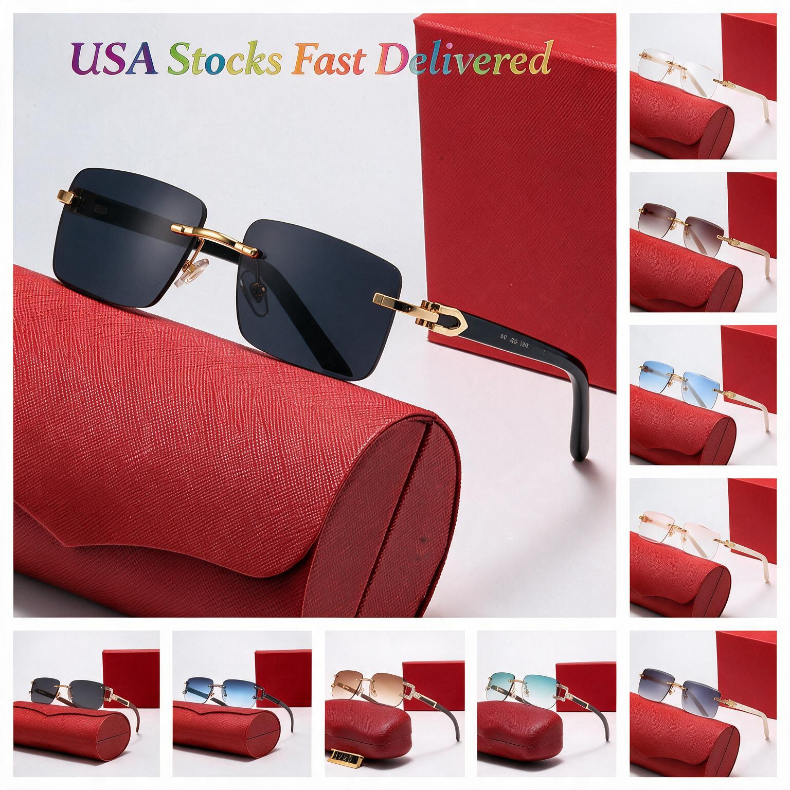 Wholesale Polarized Luxury Designer Sunglasses Women Men Leopard Head Frameless Wooden Leg Square Metal Frame UV400 Fashion Eyewear