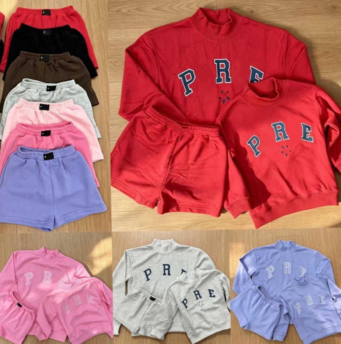 E7289-PAR Mode Femmes et Enfants Fitness Sport Ensemble Sweat-shirt en coton Sweats à capuche décontractés Pull de créateur et short de sport de
