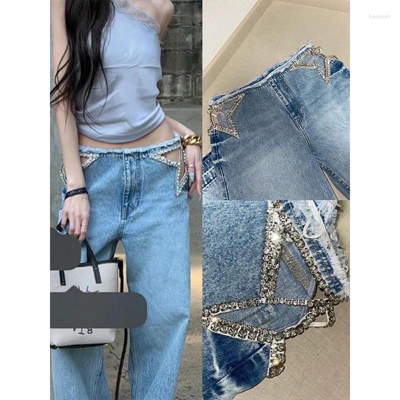 Jeans da donna Y2k Due Scava Fuori Star Strappato Donna Casual 2026 Vendita Pantaloni Denim Americano Streetwear Gamba Larga A Vita Alta Baggy dd