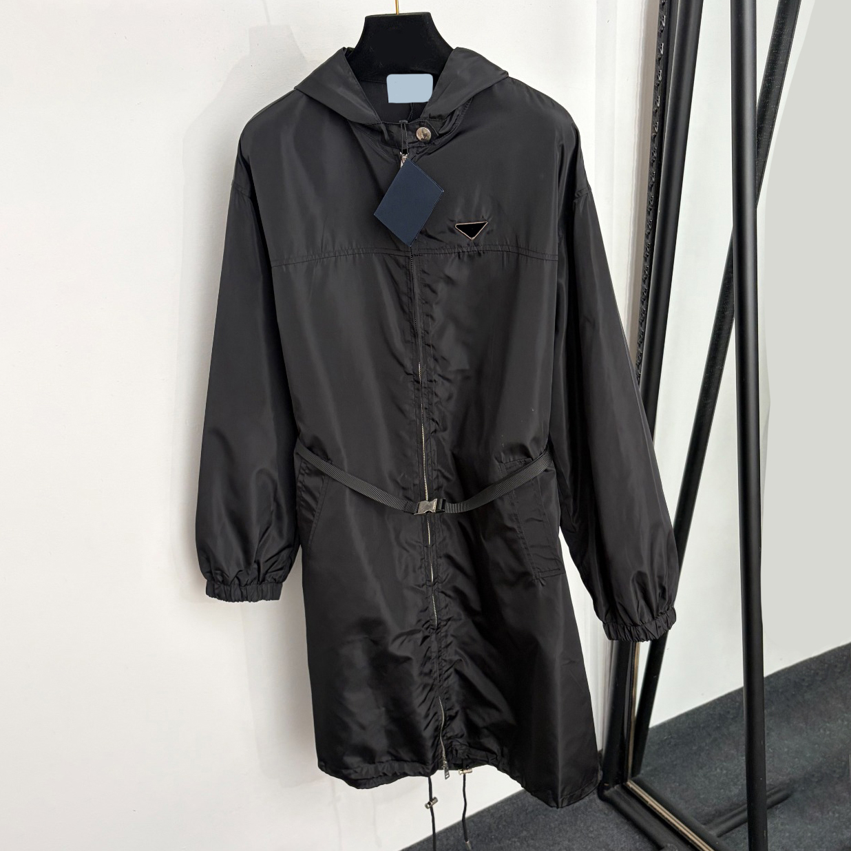 Long Trench Coat Waterproof and Windproof 7 Hooded Zipper Trench Coat High 5 End Designer Style Fashionable 9 Outdoor Jacket