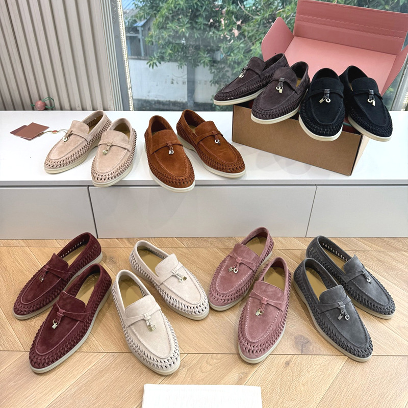 Mocassins en daim tissés pour hommes, chaussures plates confortables à enfiler, Penny Mules, baskets décontractées, mocassins de conduite, 1157