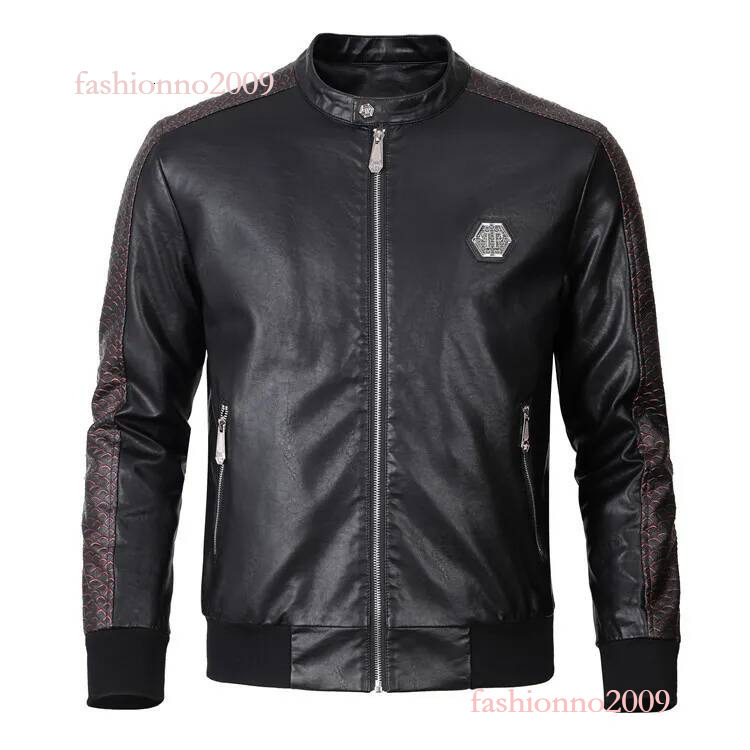 Designer Men Phillip Plein Jackets Women Luxury Autumn Plein Winter New Stand Collar Zipper Casual Leather High Quality Philippe Plein Jacket Padded