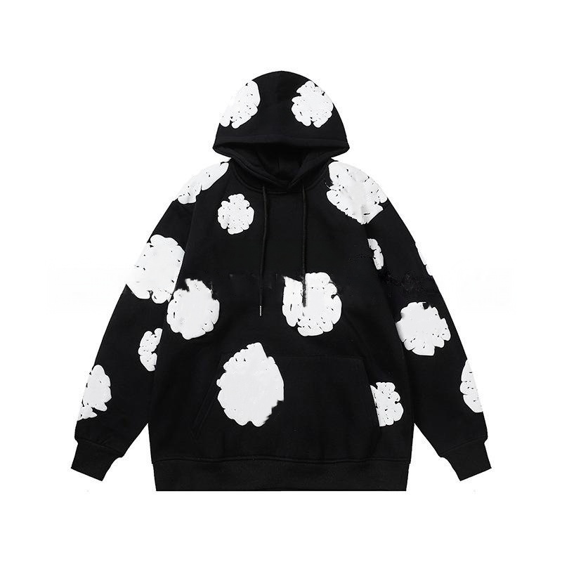 Denimhoodie Tears Versatile Designer Hoodies Men Casual Pants Street Hoodies Designer Men Foam Flower Print For Men Women Sleeved Hiphop Round Neck