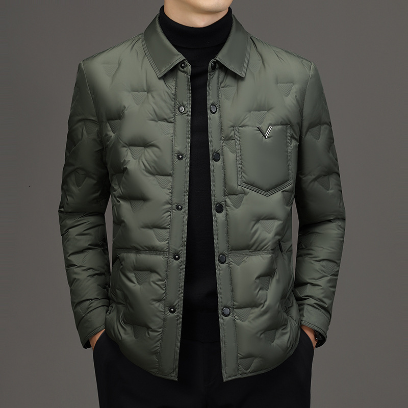 High End Lightweight New National Standard White Duck Men S Down Jacket Casual Shirt Style Turn Down Collar Winter Coat S260917DY6P