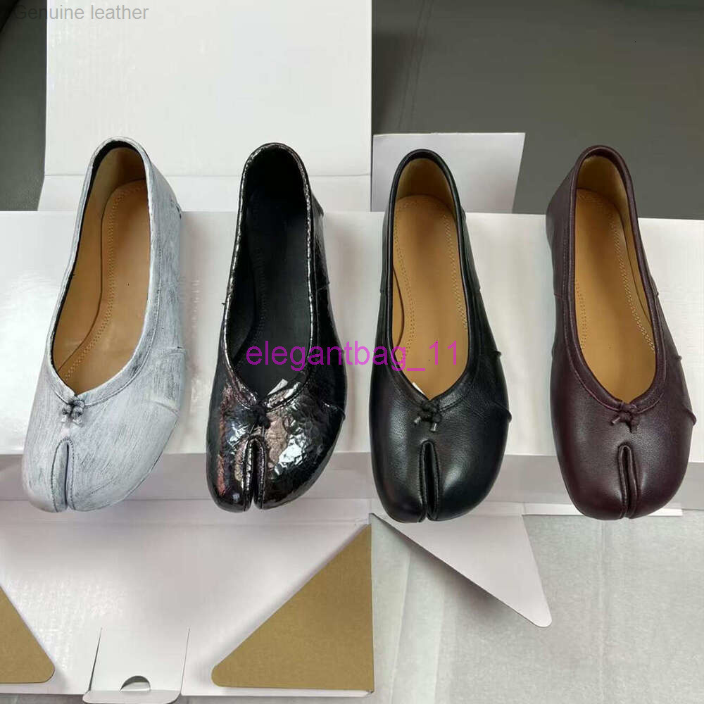 Top Quality Womens Mary Jane Designer Ballet Flat shoe Mason tabi Shoe Luxury Scuffs ballerina Loafer Leather Chunky Heel Wedge Lady Dress shoes 35-