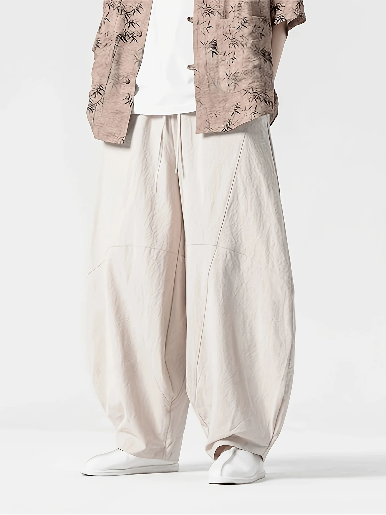 FGKKS Men's Pants Fashion Chinese Style Cotton Spring y Casual Loose Oversize Male Wide Leg Trousers 260819