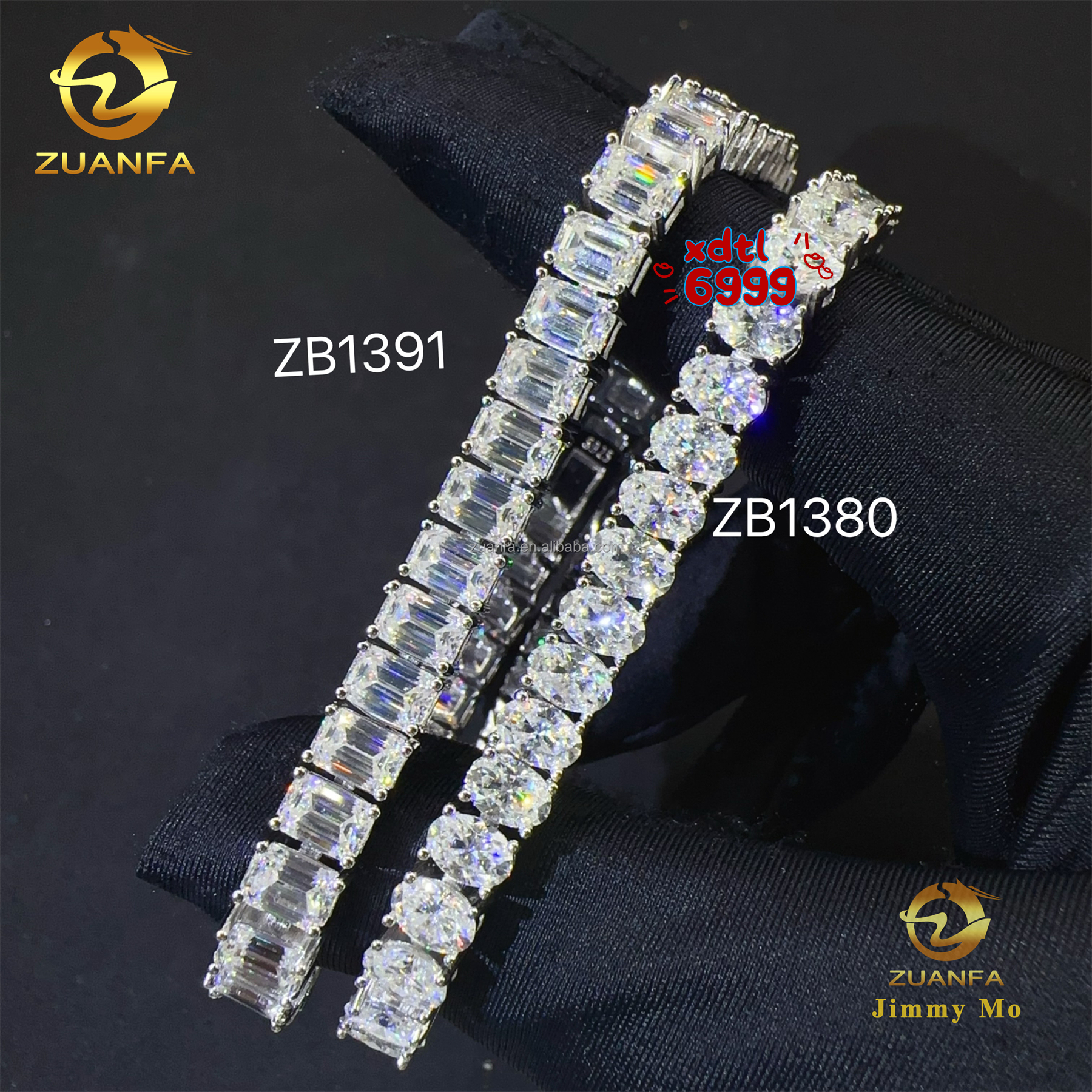New Arrivals Fashion Luxury S925 Sterling Silver Iced Out Hip Hop Jewelry Moissanite Emerald Oval Shaep Cluster Tennis Bracelet
